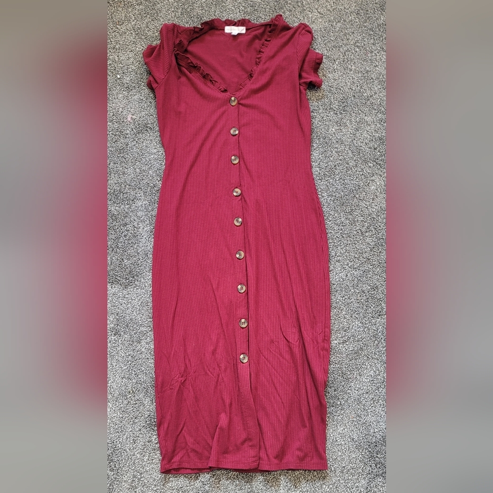 Society stitch red slim sweater dress, sleeveless